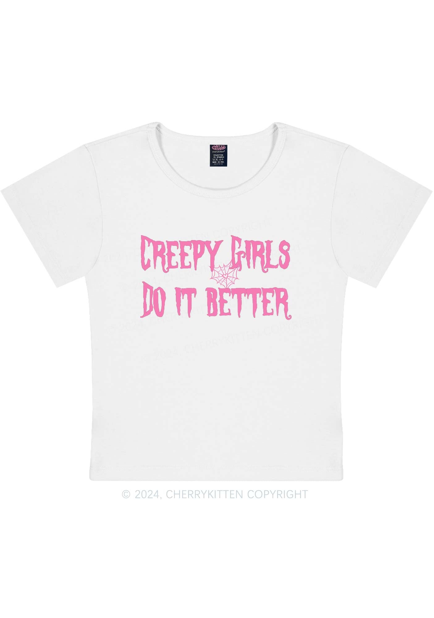 Creepy Girls Y2K Baby Tee Cherrykitten