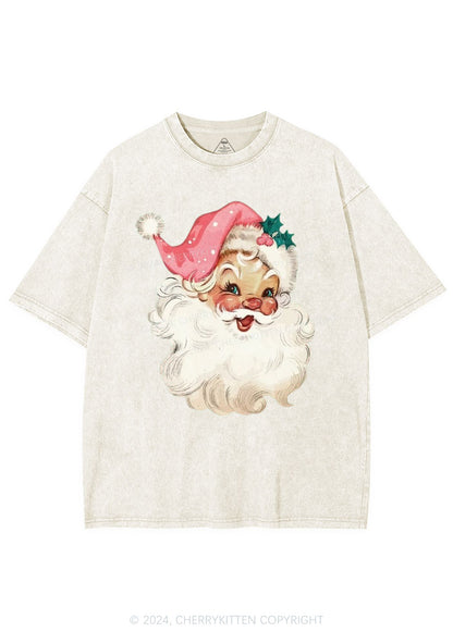 Christmas Pink Santa Y2K Washed Tee Cherrykitten