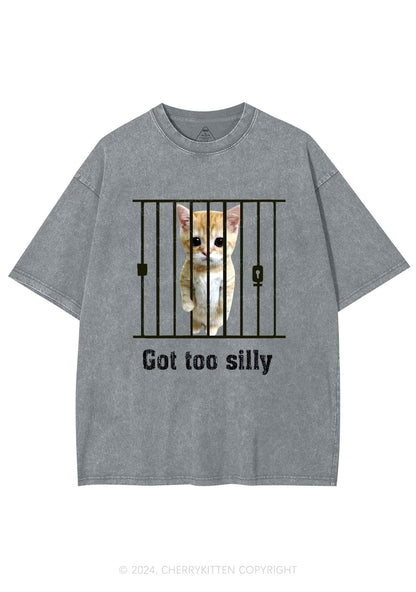 Got Too Silly Cat Y2K Washed Tee Cherrykitten