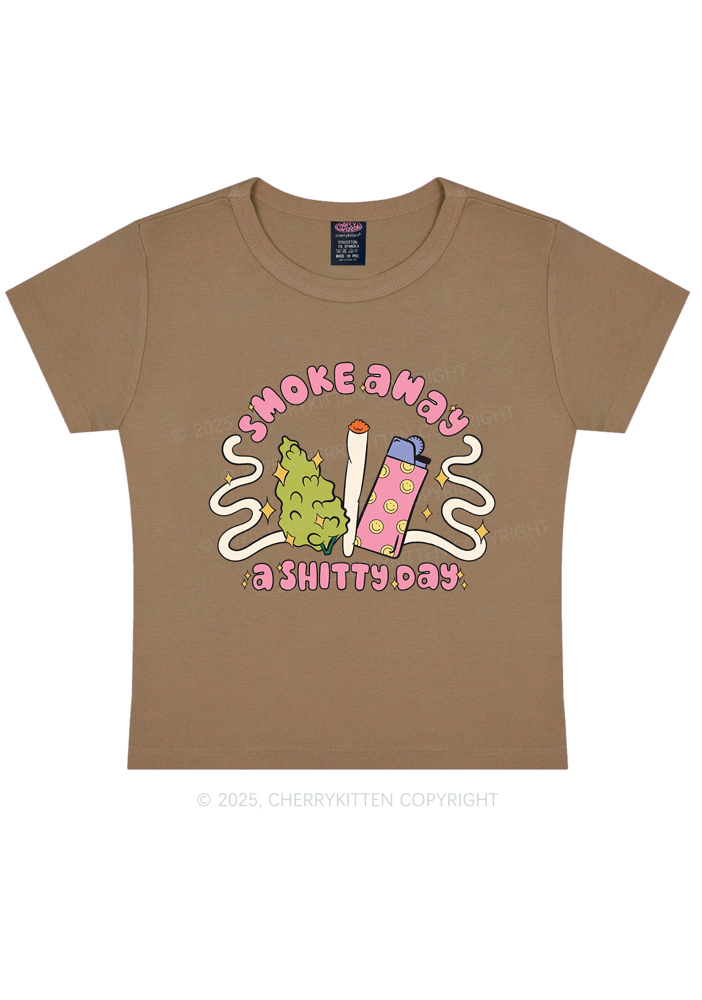 Smoke Away A Shixxy Day Y2K Baby Tee Cherrykitten