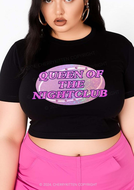 Curvy Queen Of Nightclub Y2K Baby Tee Cherrykitten