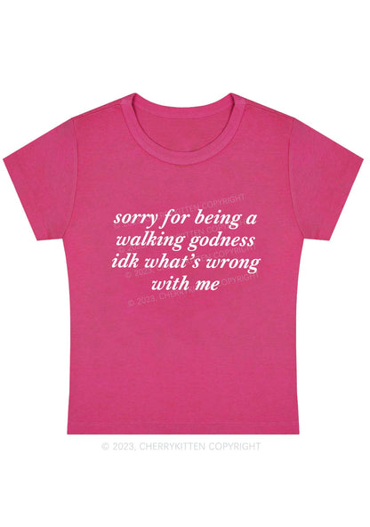 Curvy Sorry For Being A Walking Godness Y2K Baby Tee Cherrykitten