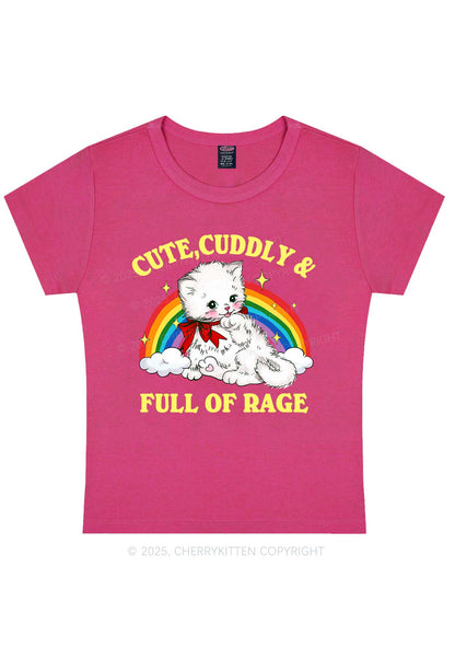 Cuddly Cat Full Of Rage Y2K Baby Tee Cherrykitten