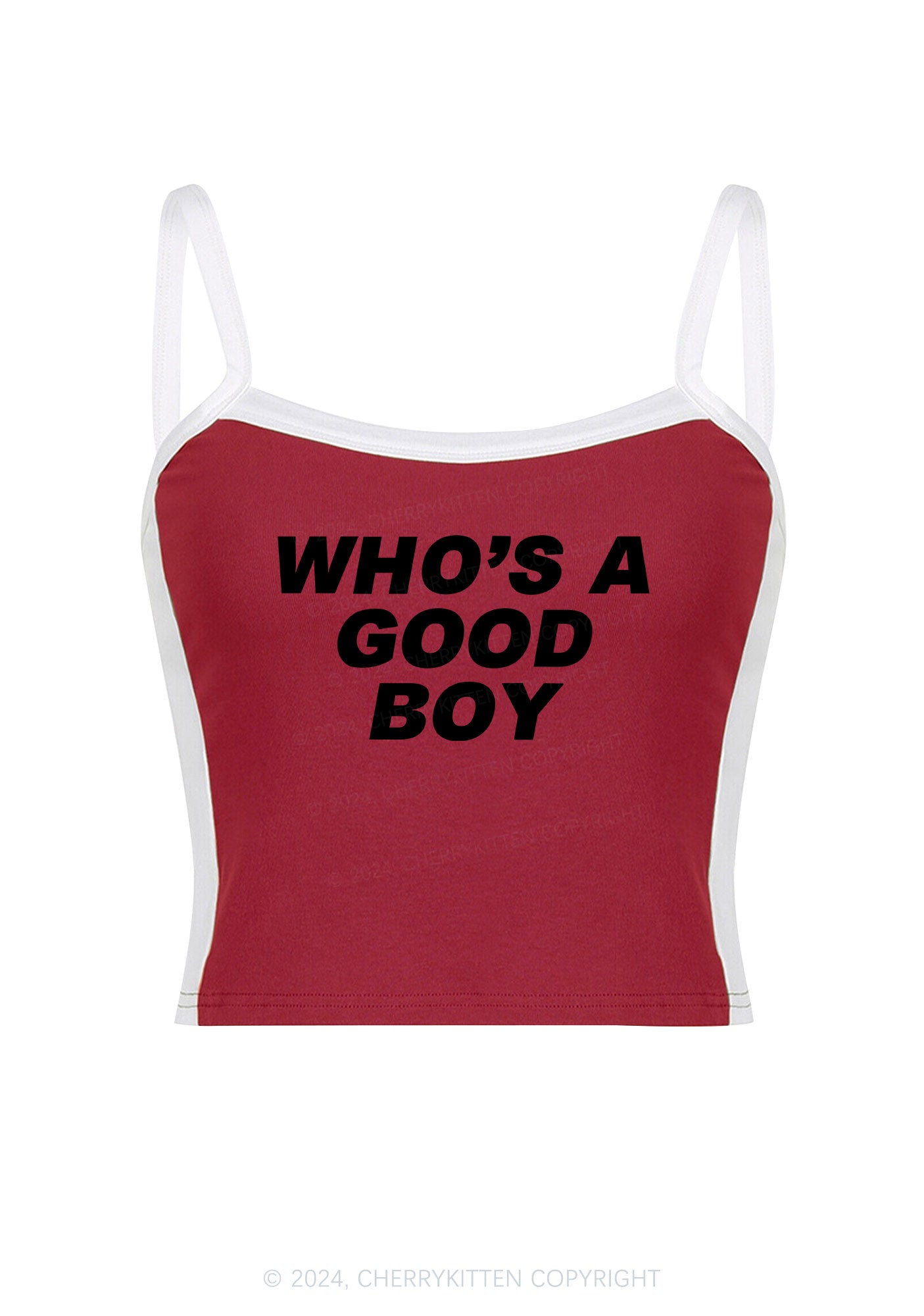 Who's A Good Boy Y2K Color Block Crop Cami Top Cherrykitten