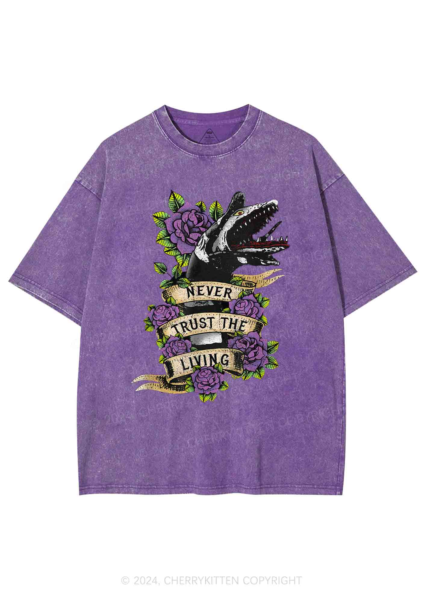 Halloween Never Trust The Living Y2K Washed Tee Cherrykitten