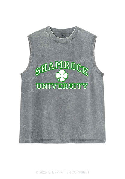 Shamrock University St Patricks Y2K Washed Tank Cherrykitten