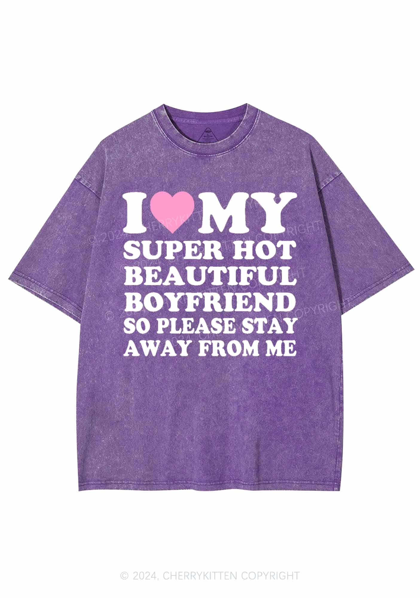 My Super Hot Boyfriend Y2K Valentine's Day Washed Tee Cherrykitten