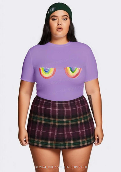 Curvy Rainbow Bxxb Y2K Baby Tee Cherrykitten