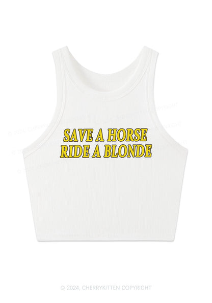 Save Horse Ride Blonde Y2K Crop Tank Top Cherrykitten