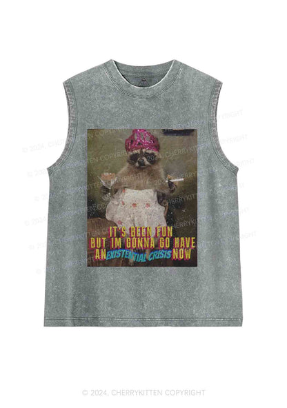 Raccoon Existential Crisis Y2K Washed Tank Cherrykitten