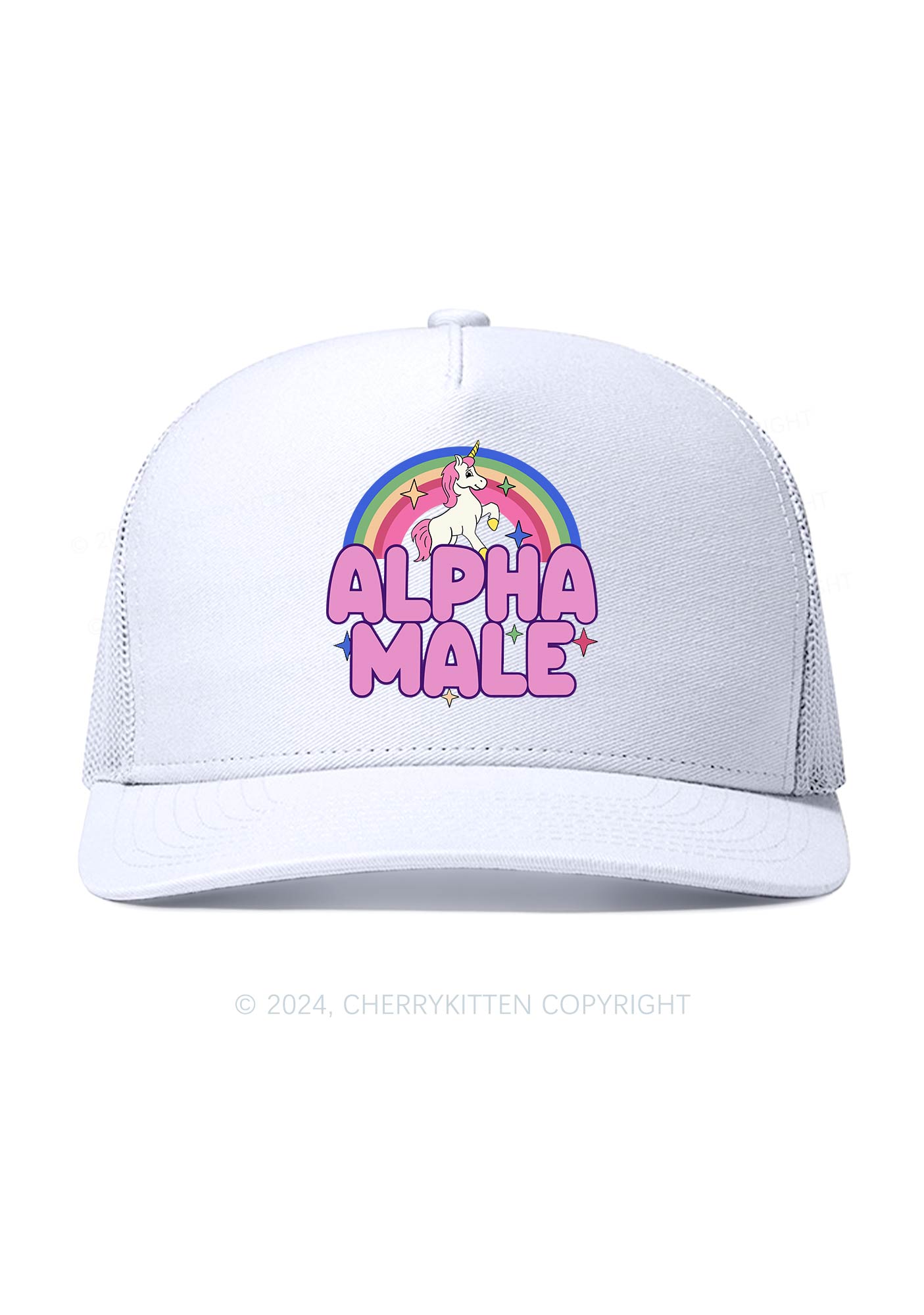 Rainbow Unicorn Alpha Male Y2K Trucker Mesh Hat Cherrykitten