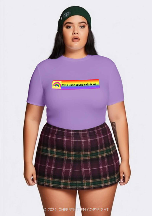 Curvy This User Loves Rainbows Y2K Baby Tee Cherrykitten