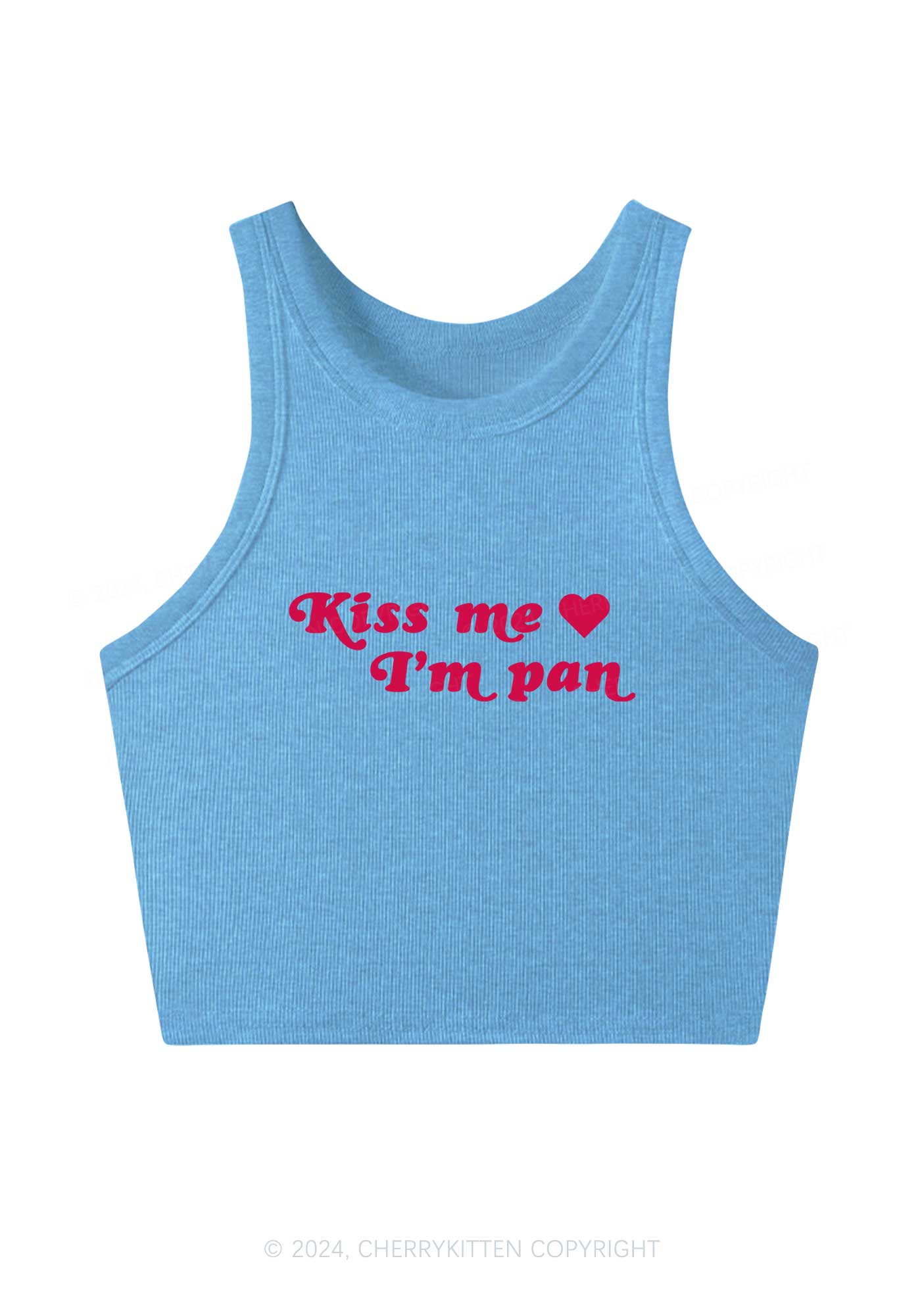 Kiss Me I?¡¥m Pan Y2K Crop Tank Top Cherrykitten