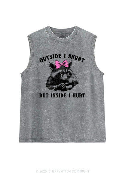 Outside I Skrrt Raccoon Y2K Washed Tank Cherrykitten