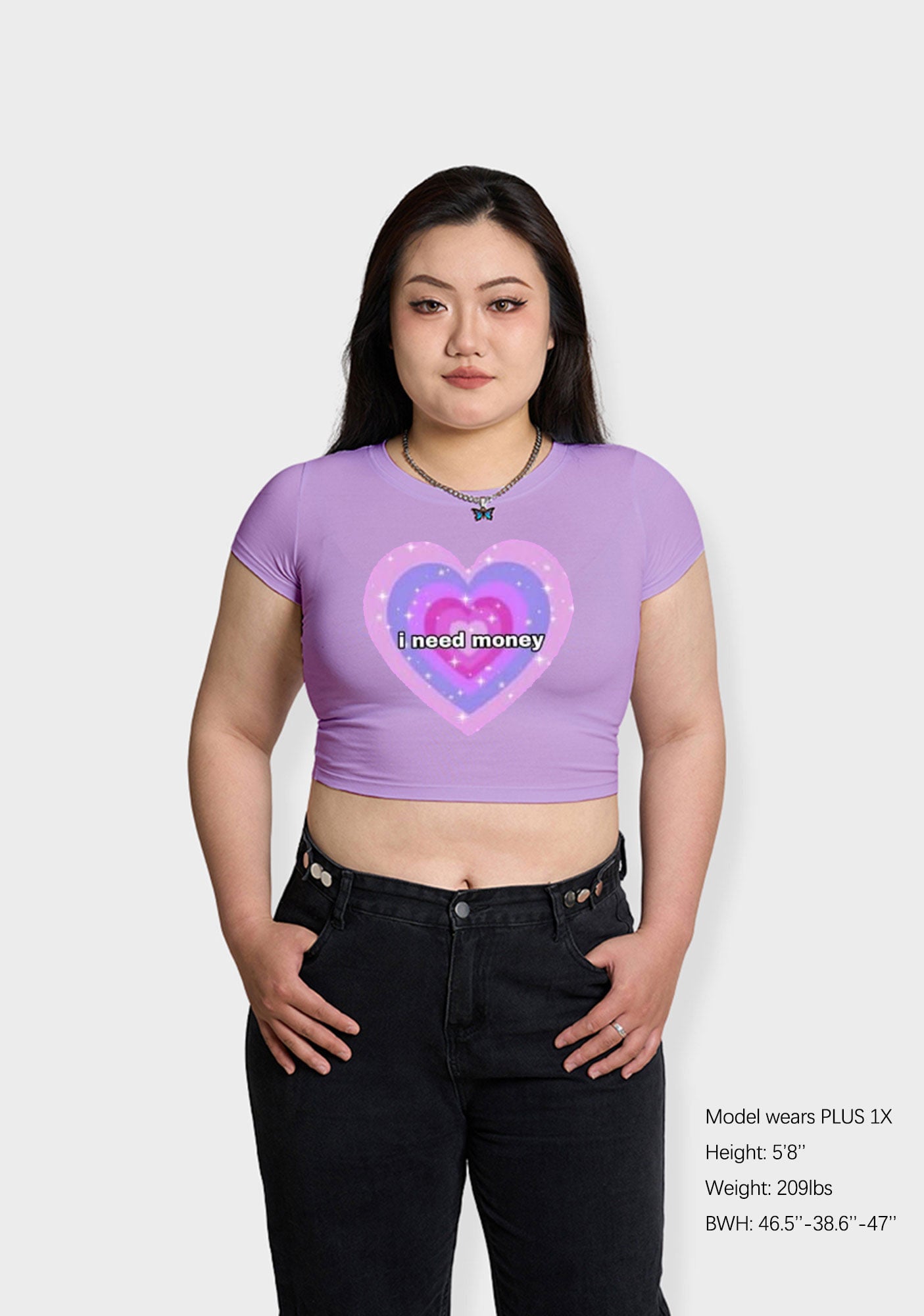 Curvy I Need Money Hearts Baby Tee