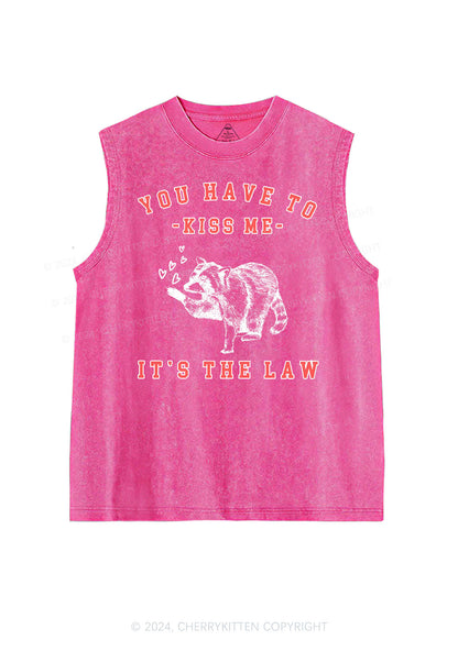 You Have To Kiss Me Y2K Valentine's Day Washed Tank Cherrykitten