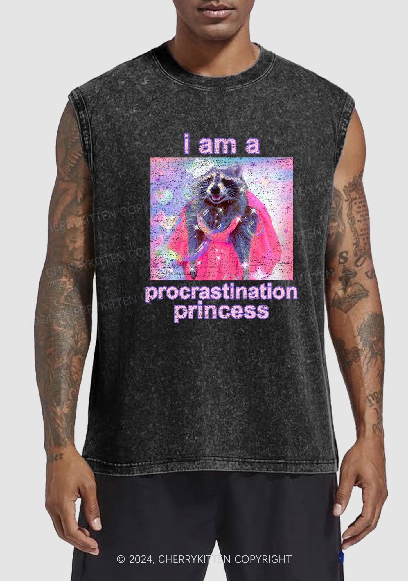 Procrastination Princess Y2K Washed Tank Cherrykitten