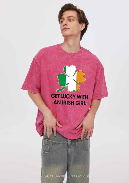 Get Lucky Irish Girl St Patricks Y2K Washed Tee Cherrykitten