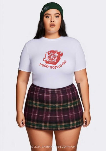 Curvy Hot To Go Y2K Baby Tee Cherrykitten