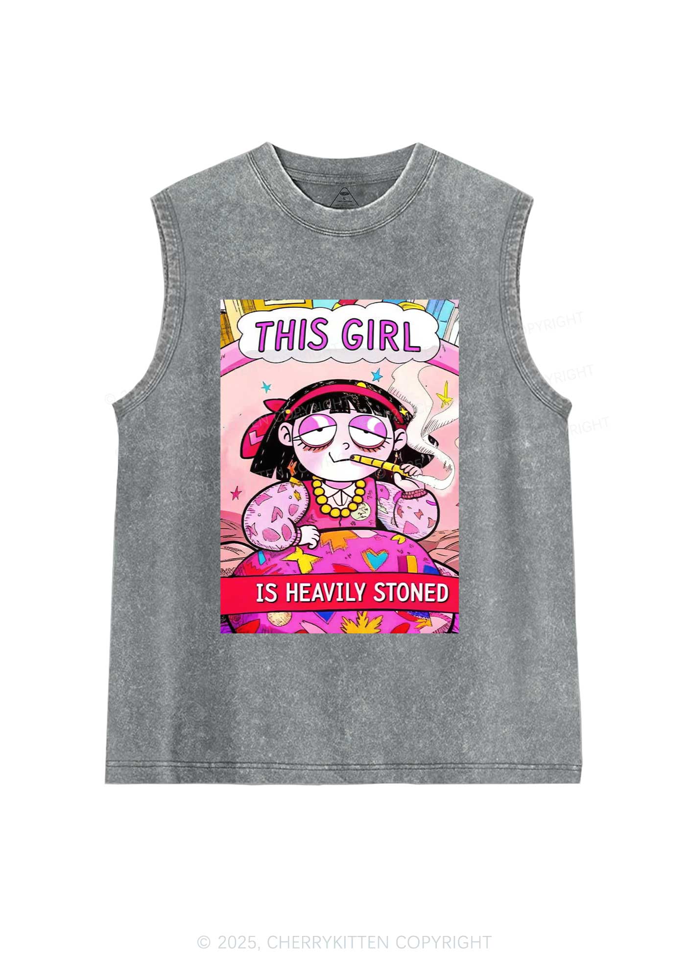 This Girl Is Heavily Stoned Y2K Washed Tank Cherrykitten