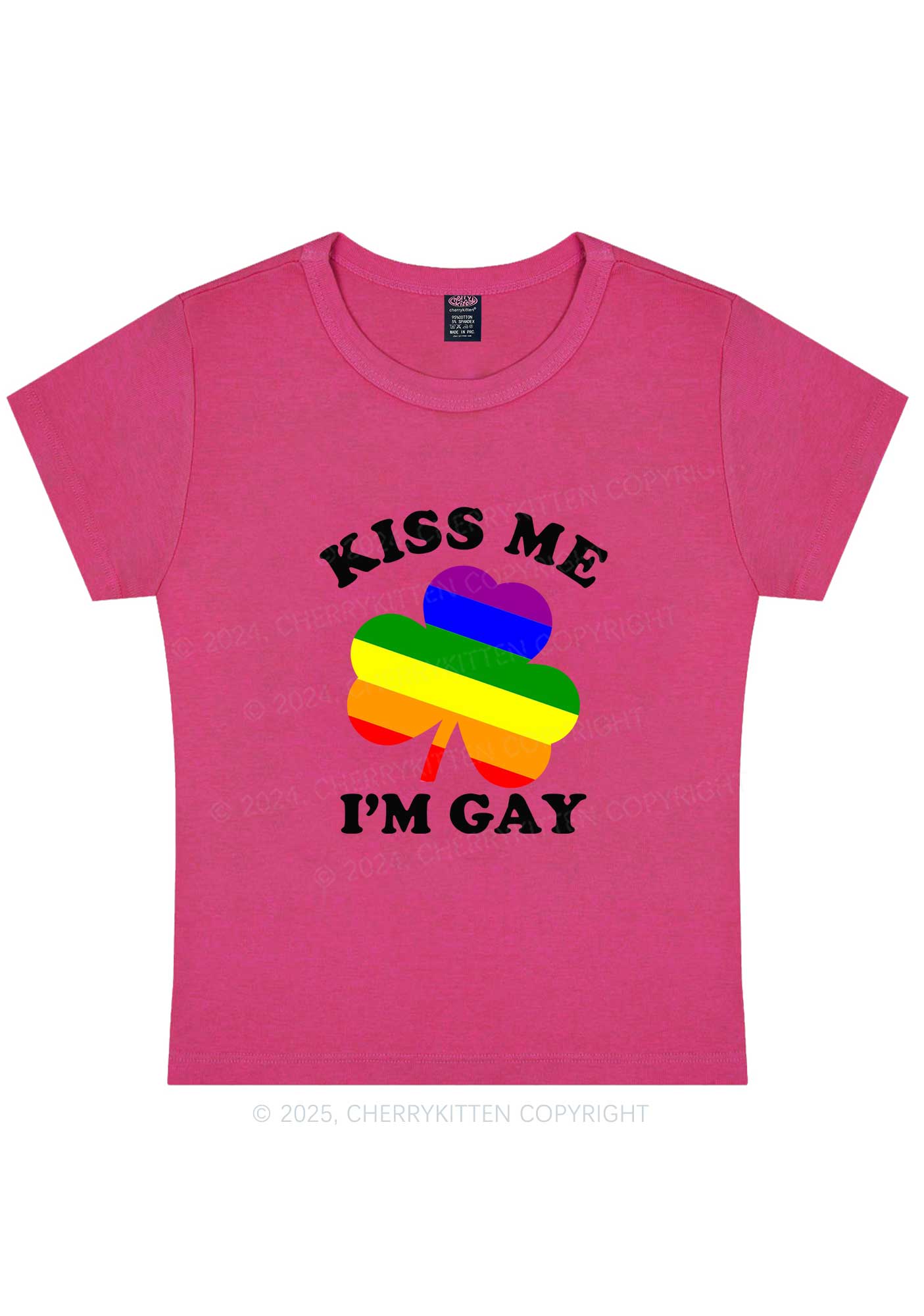 Kiss Me Im Gay St Patricks Y2K Baby Tee Cherrykitten