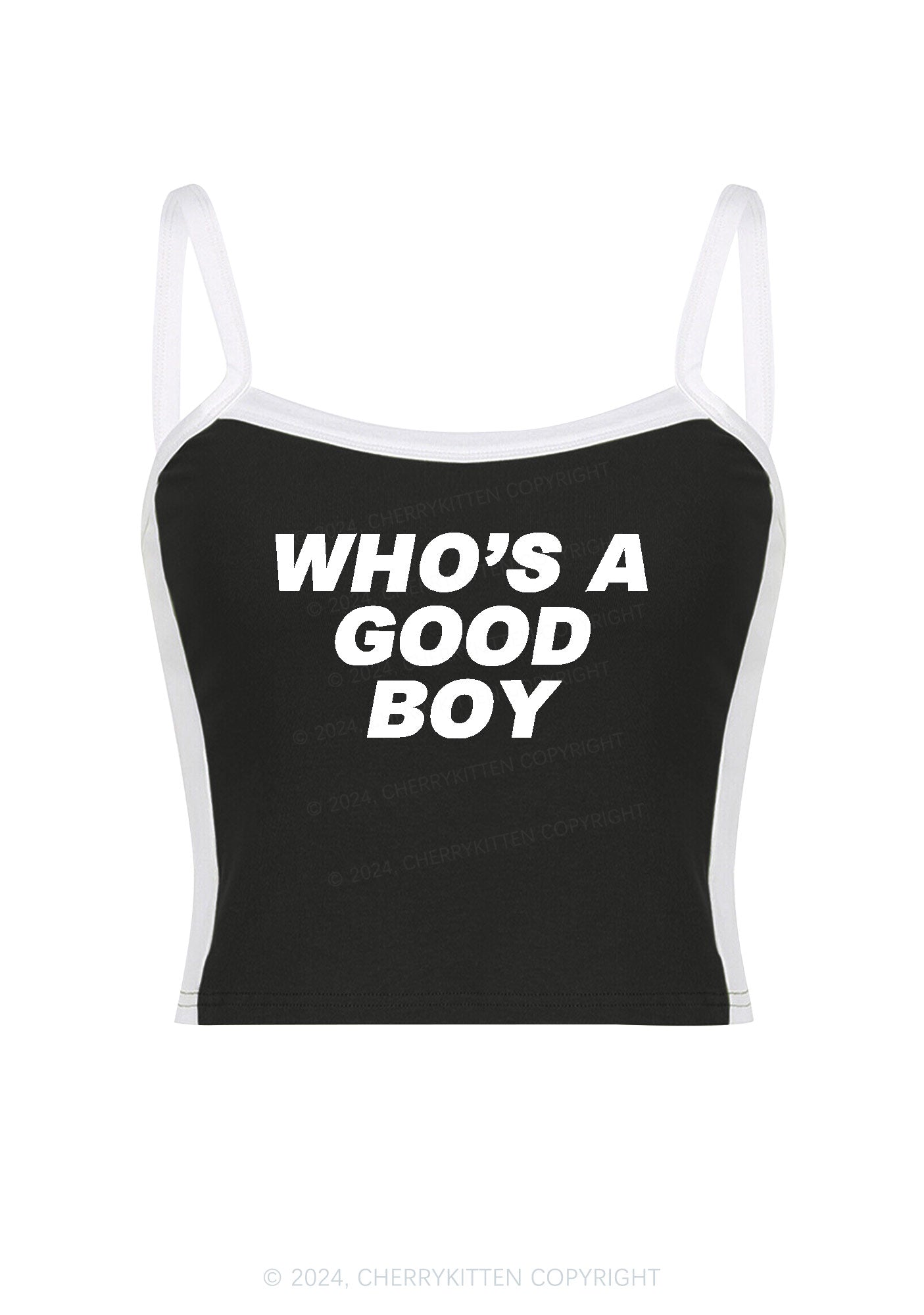 Who's A Good Boy Y2K Color Block Crop Cami Top Cherrykitten