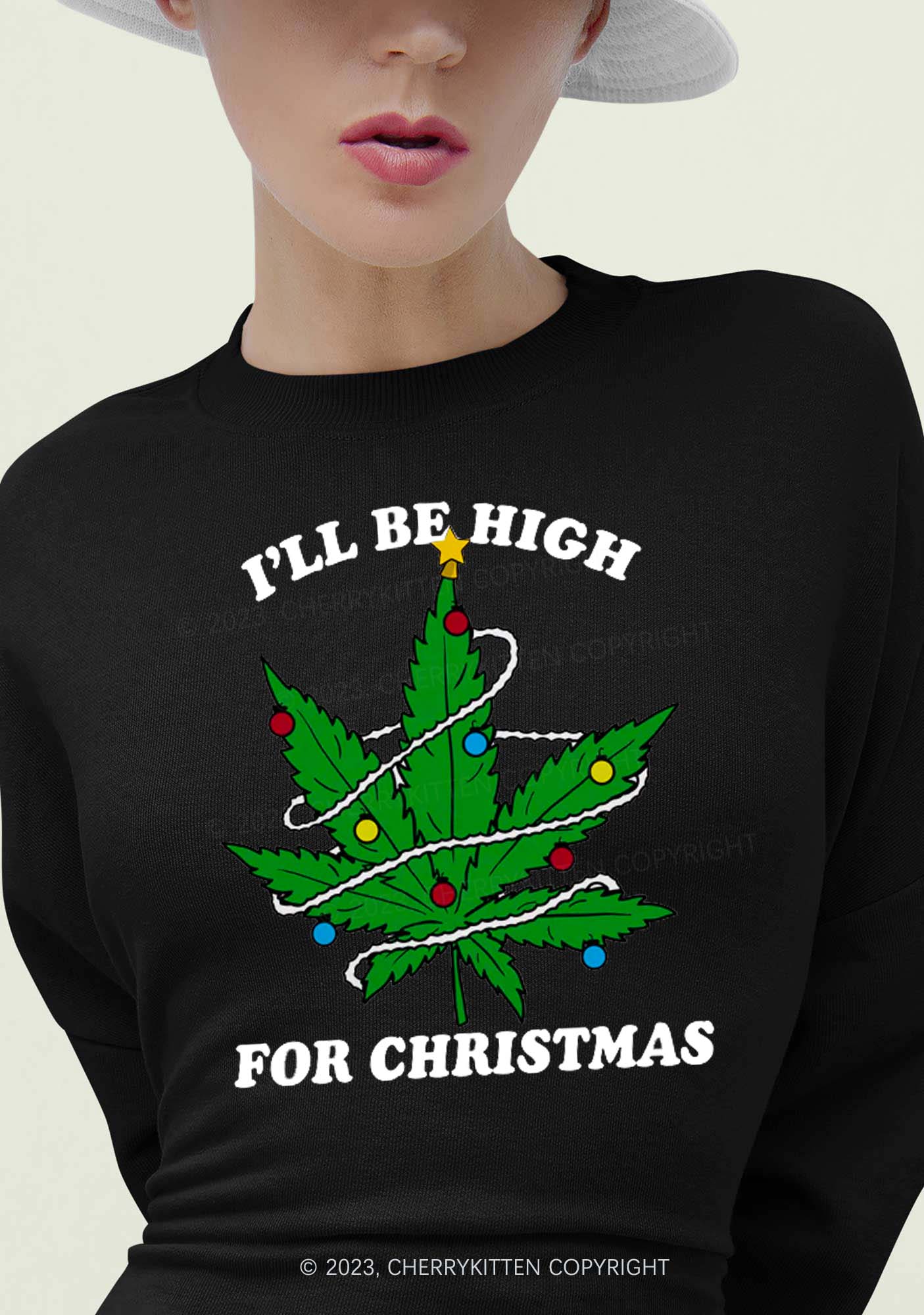 I'll Be High Christmas Y2K Sweatshirt Cherrykitten