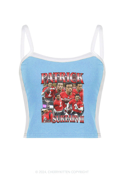 Red Patrick Y2K Super Bowl Color Block Crop Cami Top Cherrykitten