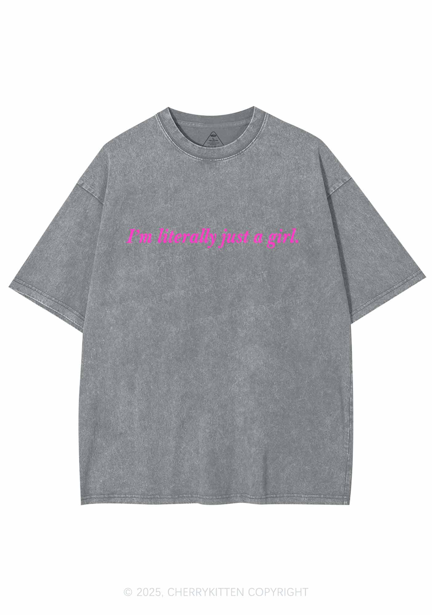 Literally Just A Girl Y2K Washed Tee Cherrykitten