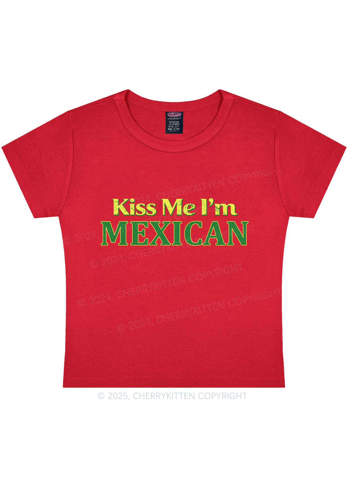 Kiss Me Im Mexican St Patricks Y2K Baby Tee Cherrykitten