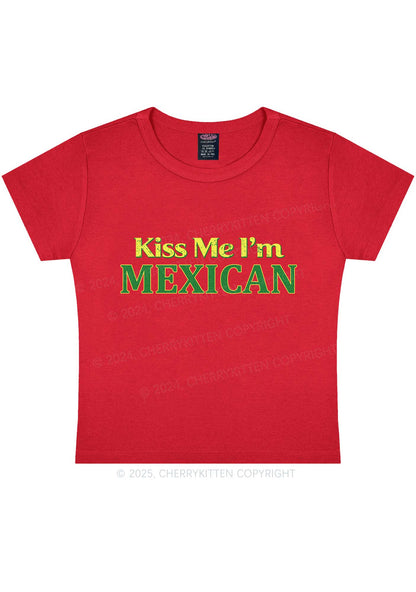 Kiss Me Im Mexican St Patricks Y2K Baby Tee Cherrykitten