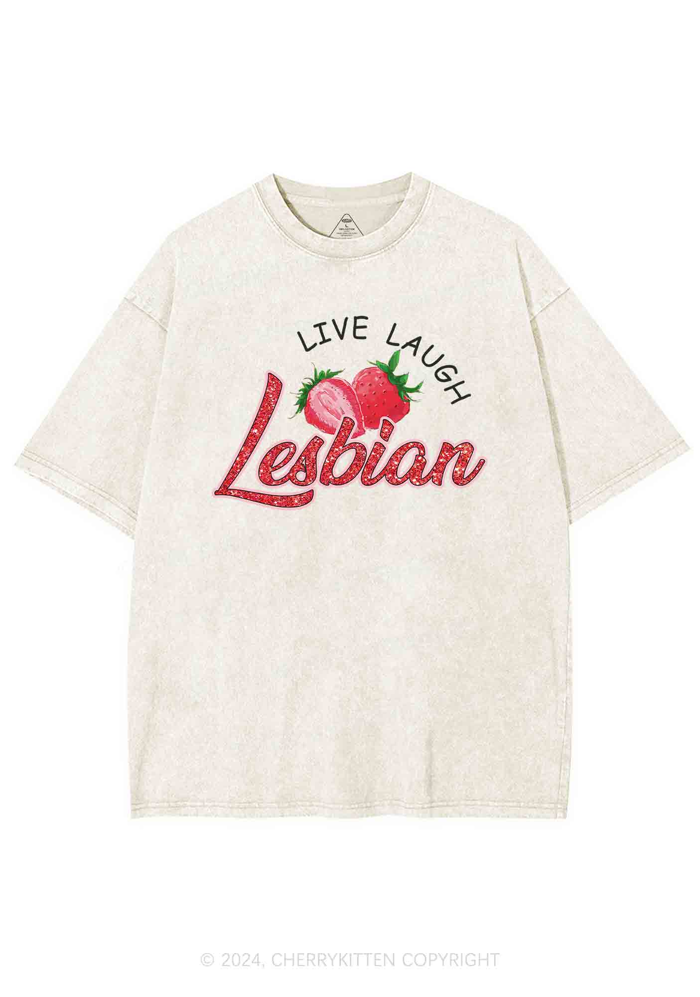 Live Laugh Lesbian Y2K Washed Tee Cherrykitten