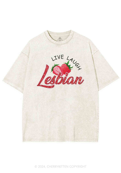 Live Laugh Lesbian Y2K Washed Tee Cherrykitten