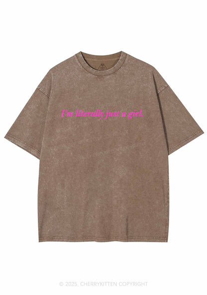 Literally Just A Girl Y2K Washed Tee Cherrykitten