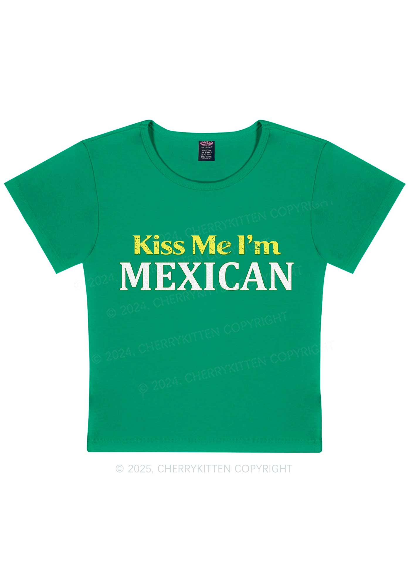 Kiss Me Im Mexican St Patricks Y2K Baby Tee Cherrykitten