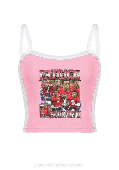 Red Patrick Y2K Super Bowl Color Block Crop Cami Top Cherrykitten