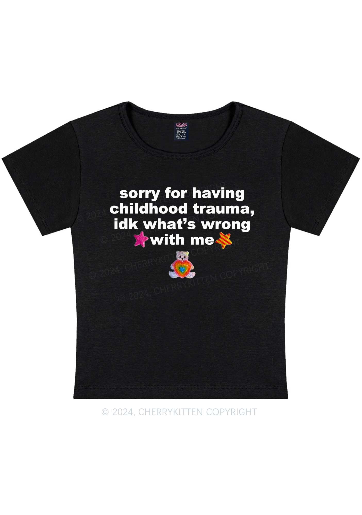 Sorry For Having Childhood Trauma Y2K Baby Tee Cherrykitten