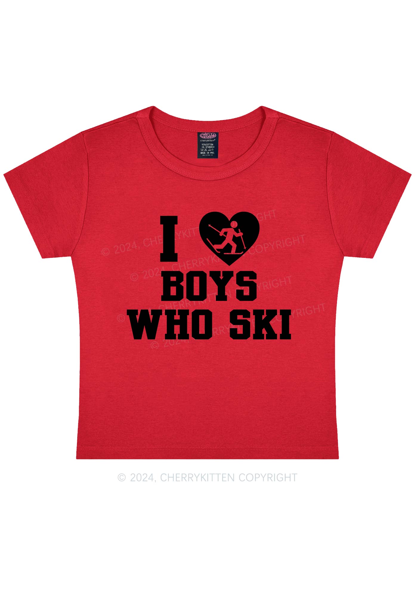 I Love Ski Boys Y2K Baby Tee Cherrykitten