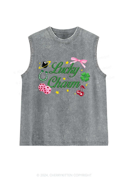 Lucky Charm St Patricks Y2K Washed Tank Cherrykitten