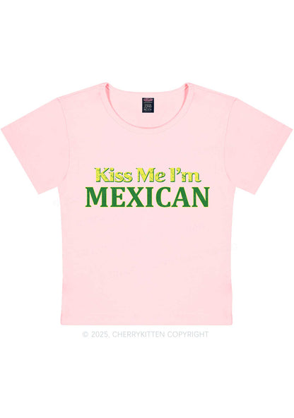 Kiss Me Im Mexican St Patricks Y2K Baby Tee Cherrykitten