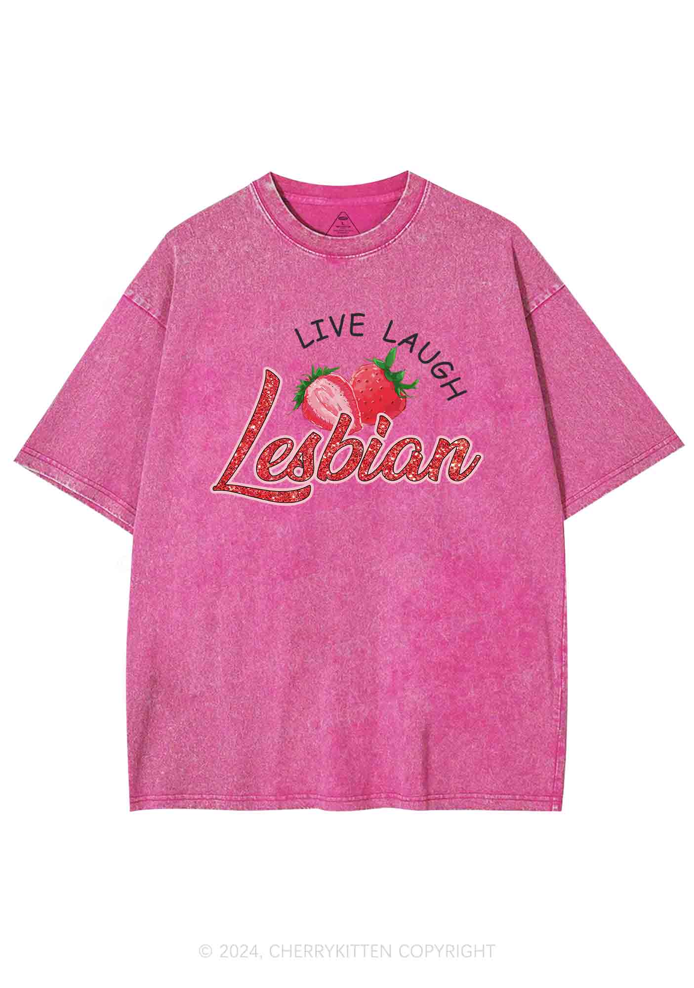 Live Laugh Lesbian Y2K Washed Tee Cherrykitten