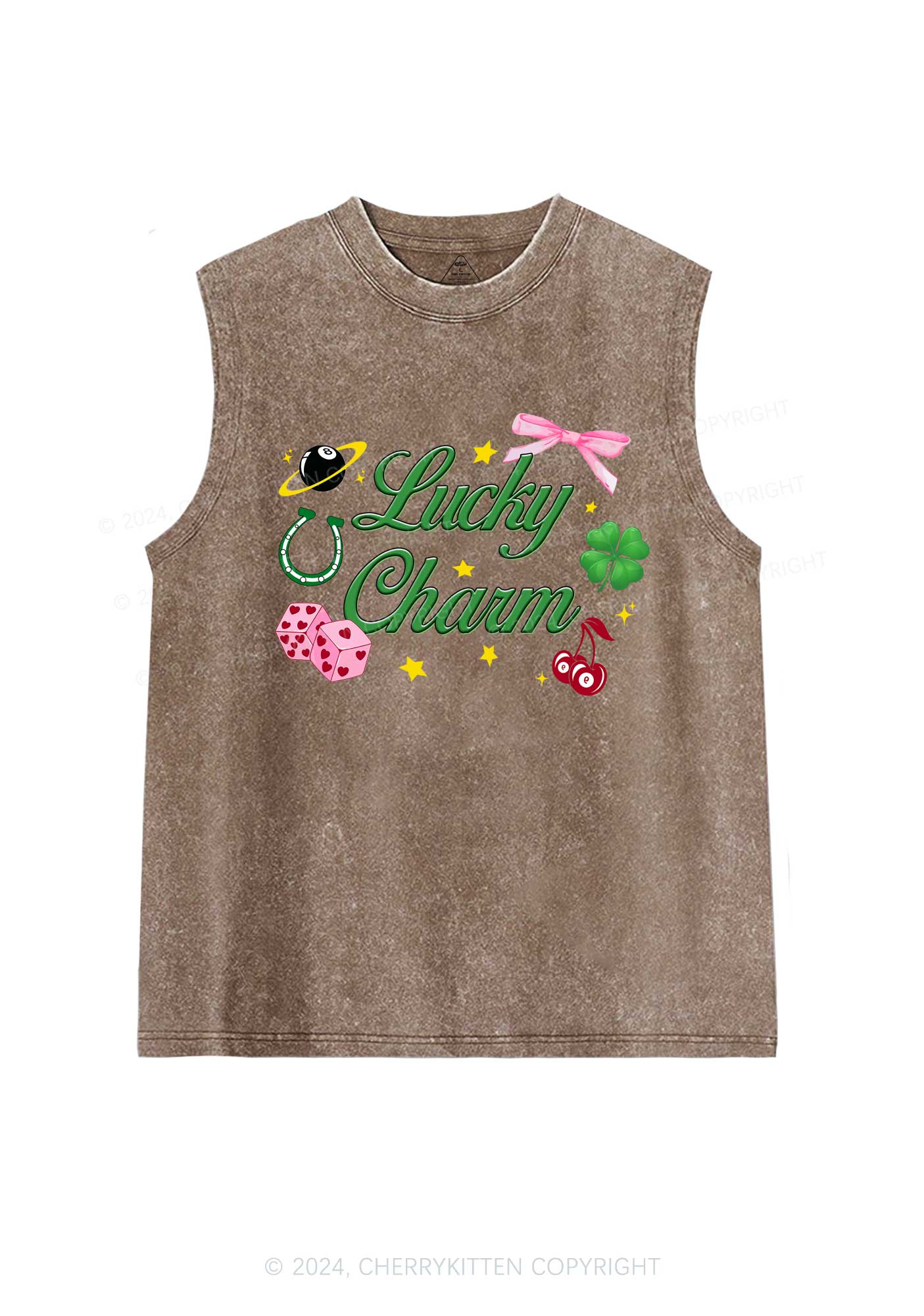 Lucky Charm St Patricks Y2K Washed Tank Cherrykitten