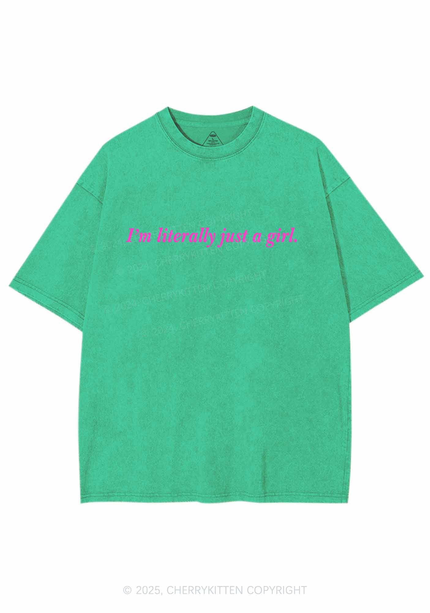 Literally Just A Girl Y2K Washed Tee Cherrykitten