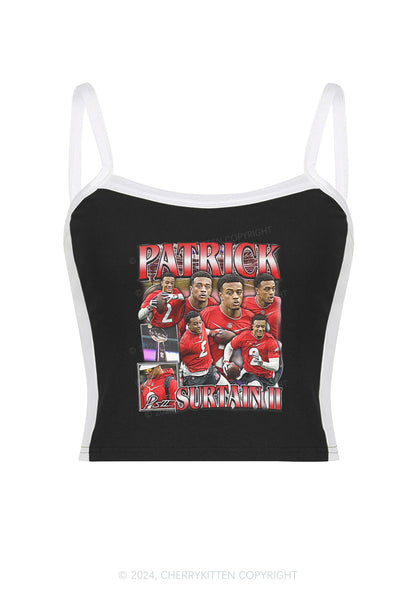 Red Patrick Y2K Super Bowl Color Block Crop Cami Top Cherrykitten