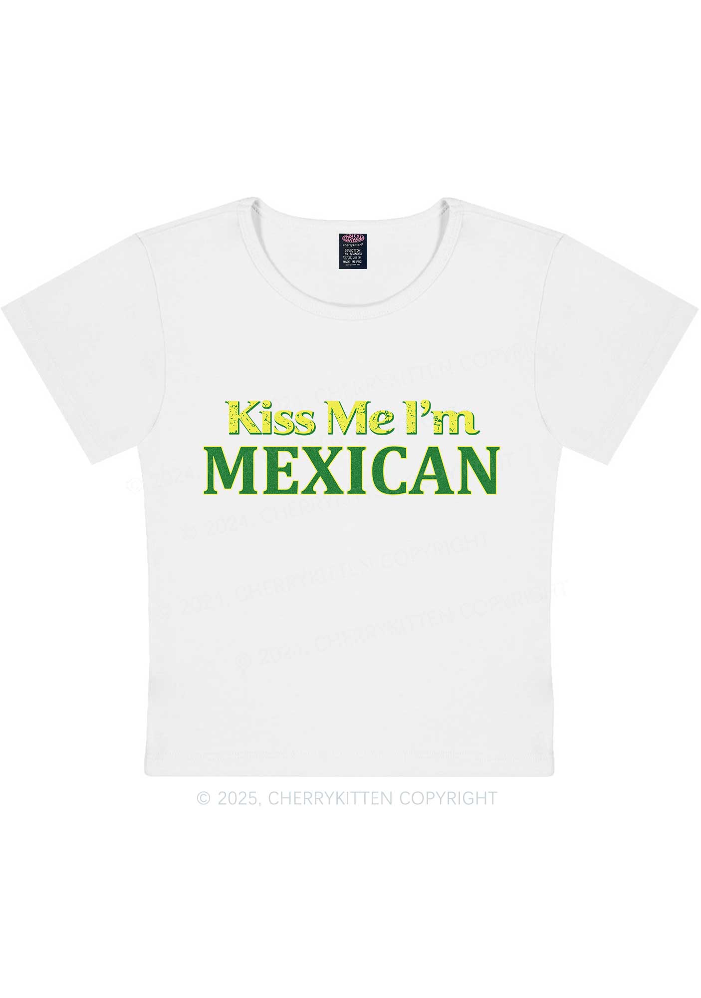 Kiss Me Im Mexican St Patricks Y2K Baby Tee Cherrykitten