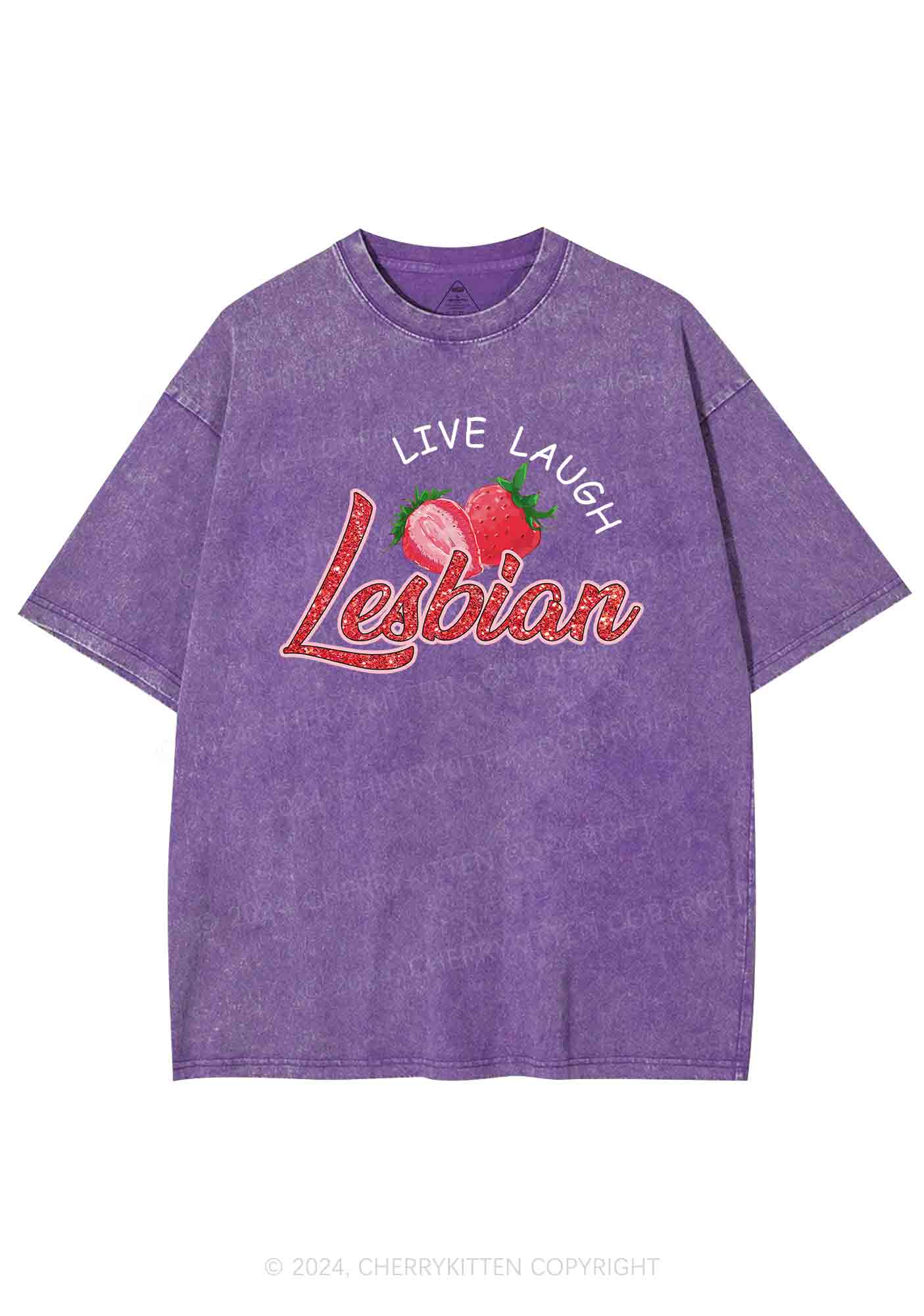 Live Laugh Lesbian Y2K Washed Tee Cherrykitten