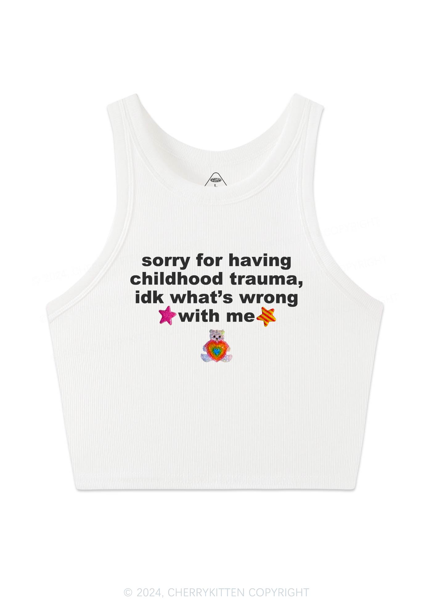 Sorry For Having Childhood Trauma Y2K Crop Tank Top Cherrykitten