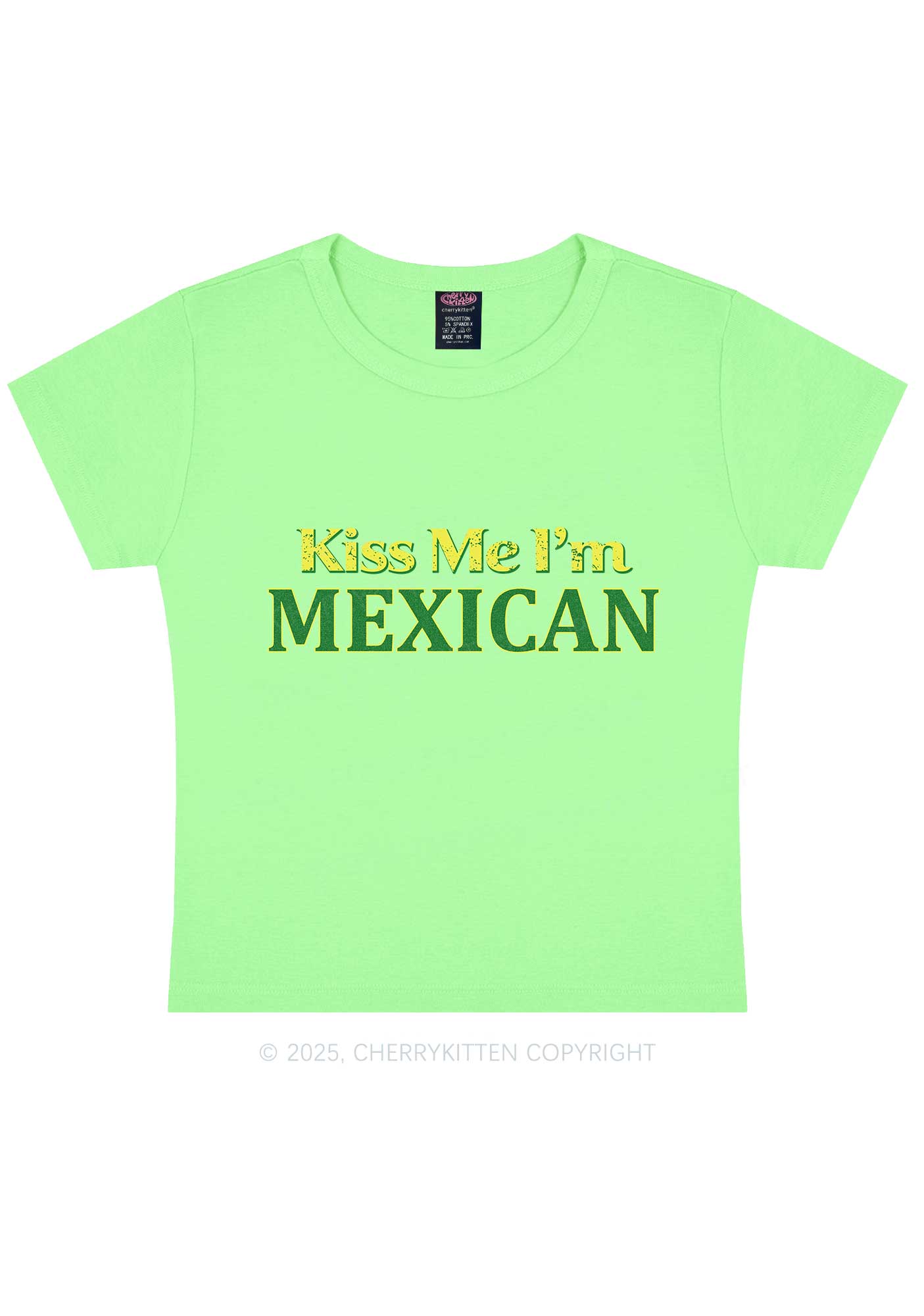 Kiss Me Im Mexican St Patricks Y2K Baby Tee Cherrykitten