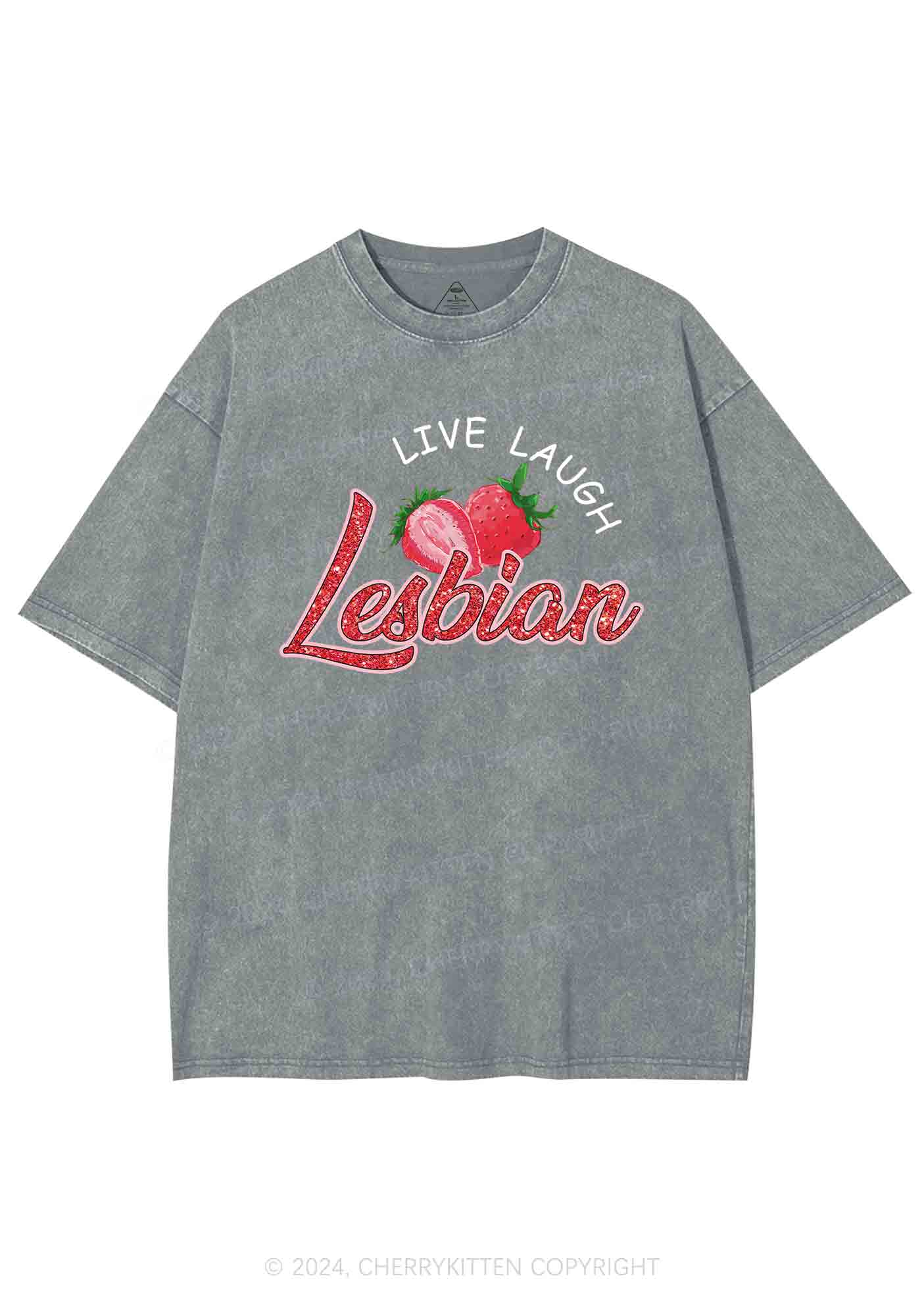 Live Laugh Lesbian Y2K Washed Tee Cherrykitten