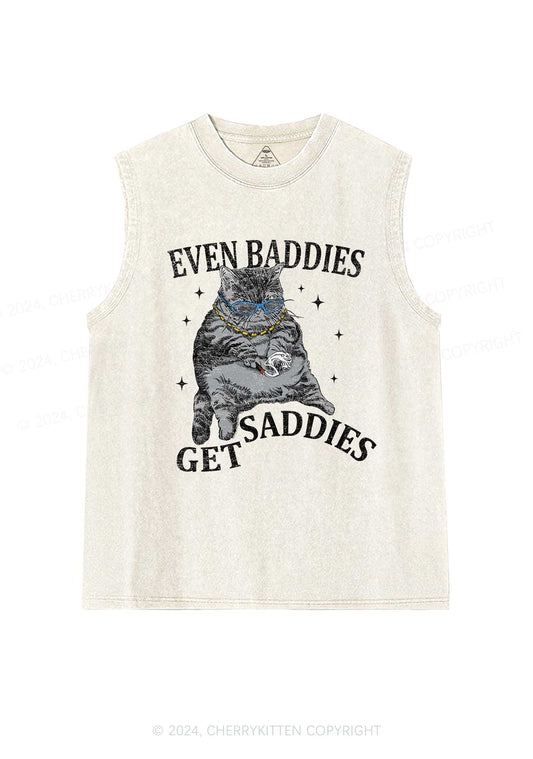 Even Baddies Get Saddies Y2K Washed Tank Cherrykitten